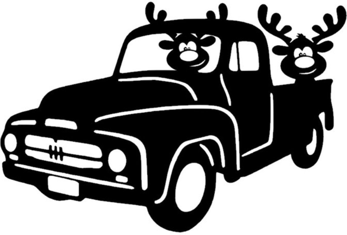 Raamsticker herbruikbaar 2 rendieren in auto zwart|  